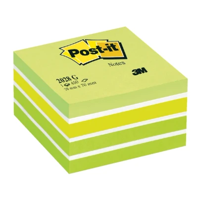 Afbeelding van Memoblok 3M Post it 2028 76x76mm kubus pastel groen