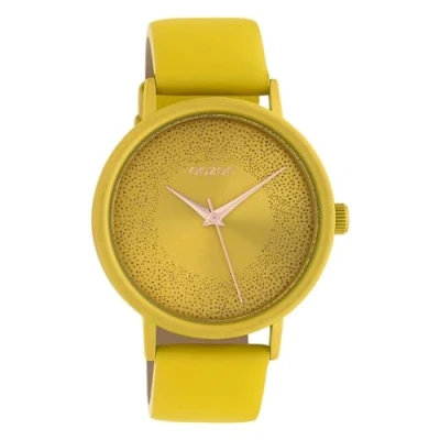 Afbeelding van OOZOO Timepieces mosterd gele horloge met leren band C10577