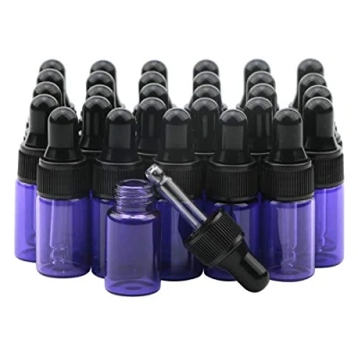 Afbeelding van Rowiz 30 STKS 3 ml Paarse Glazen Druppelflesjes met pipetten Druppelaar &amp; Zwarte Schroefdop, Etherische Olie Flessen Oogdruppelflesjes Parfum Cosmetische Vloeistof Aromatherapie Lotion Sample