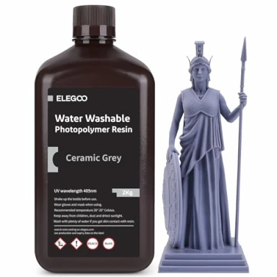 Afbeelding van ELEGOO 405nm water wasbaar hars, wasbare 3D printer, Rapid hars voor lcd UV harding, fotopolymeer, 2 kg, grijs