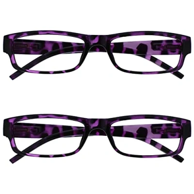 Afbeelding van Leesbril Paarse Schildpad Lichtgewicht Comfortabel Lezers Waarde 2 Stuks Mannen Vrouwen RR32 5 +2,50