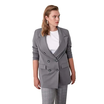 Afbeelding van Trendyol Dames Oversize Blazer Jacket met Button, grijs, 40