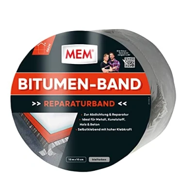 Afbeelding van MEM Bitumenband, zelfklevende afdichtingstape, UV bestendige beschermfolie, dikte: 1,5 mm, afmetingen: 10 cm x m, kleur: lood