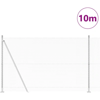 Afbeelding van vidaXL Hexagonalen Schutting 1.6x10 m Gegalvaniseerd Staal, Schuttingpalen met Basisplaten 7 st Ø32mm 88.5cm Staal