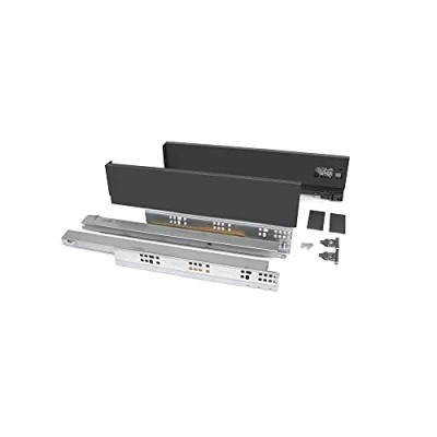 Afbeelding van Emuca Lade kit voor keukens of bad, hoogte 178 mm, diepte 350 40 Kg, zachte sluiting, Panelen niet meegeleverd, Staal, antracietgrijs