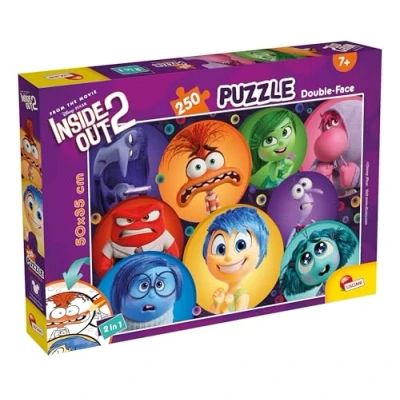 Afbeelding van Lisciani DISNEY BINNENSTEBUITEN 2 Puzzel 250 Stukjes voor Kinderen Vanaf 7 Jaar Maxi Dubbelzijdige 50x35cm Achterkant om in te Kleuren Cadeau Idee INSIDE OUT