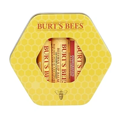 Afbeelding van Burt&#039;s Bees Trio Tin geschenkset, 1 x 100% natuurlijke bijenwas lippenbalsem, met vitamine E en pepermunt (4,25 g), honing granaatappel lippenbalsem g)