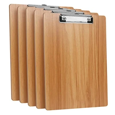 Afbeelding van (5 stuks) klembord hout A4, schrijfbord met metalen klem en ophangoog, A4 schrijfplaat klemborden voor kantoor, restaurant, school