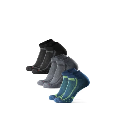 Afbeelding van Danish Endurance LOW CUT Distance Running 3 PACK Enkelsokken, Maat: 39 42, Grey, black, blue