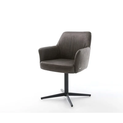 Afbeelding van DELIFE Draaistoel Xana Flex met armleuning microvelours antraciet vintage kruispoot zwart 360 draaibaar pocketveer kern