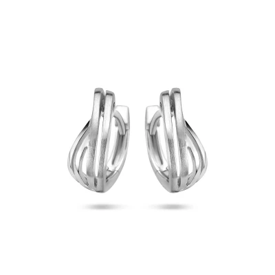 Afbeelding van zilver gerhodineerd klapoorringen poli/mat 1335327