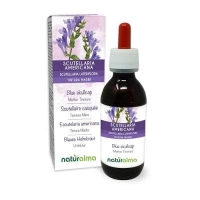Afbeelding van Amerikaans glidkruid of Blauw (Scutellaria lateriflora) kruid Alcoholvrije moedertinctuur Naturalma Vloeibaar extract druppels 120 ml Voedingssupplement Veganistisch