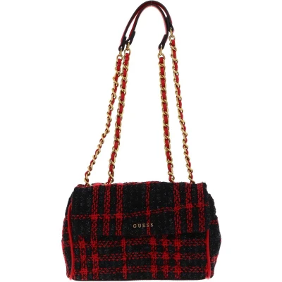 Afbeelding van GUESS Schoudertas Kimi Convertible Crossbody Flap Bag Black / Red Zwart