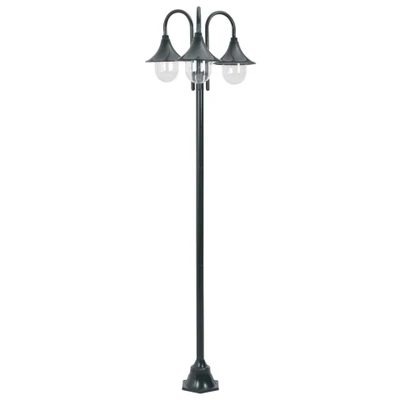 Afbeelding van Paalverlichting tuin E27 220 cm aluminium donkergroen 3 delig