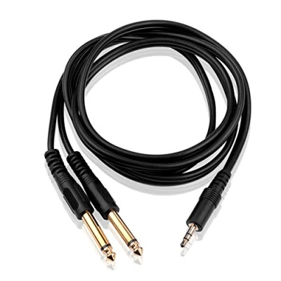 Afbeelding van S SIENOC 3.5mm Mini Stereo Jack naar Dual 6.35mm TS Mono Plug Y Splitter Kabel Breakout Koordsnoer 1.5M