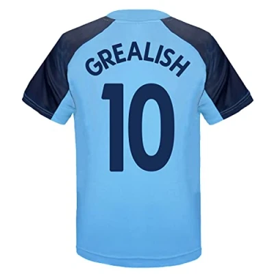 Afbeelding van Manchester City FC Officieel kindervoetbalshirt van polyester, cadeau voor jongens, Hemelsblauw wapen Grealish 10, 10 11 Jaar