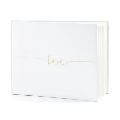 Afbeelding van Gastenboek/receptieboek Love Bruiloft wit/goud 24 x 18,5 cm Gastenboeken