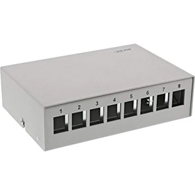 Afbeelding van InLine Opbouw patchpaneldoos voor 8x Keystone RJ45, Server accessoires, Grijs