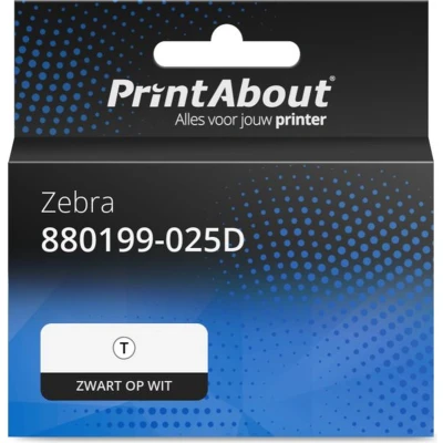Afbeelding van Huismerk Zebra 880199 025D Etiket Zwart op wit (51 mm x 25 mm) 12 rollen