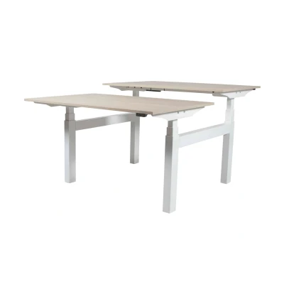 Afbeelding van Lectro Duo Plus werkplekken, zit sta (64 130cm) hoogte verstelbaar dmv 2 elektromotoren per wp met 160x80cm lindberg eiken 25mm bladen en aluminium