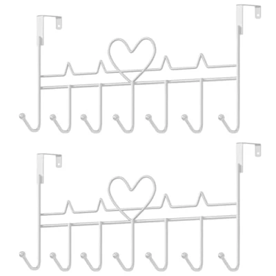 Afbeelding van Over de deurhaak, overdeurhanger voor jas, handdoek, tas, badjas (2 stuks, wit)