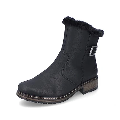 Afbeelding van Rieker DAMES Enkellaarzen Z6862, Vrouwen Enkellaarsjes,laarzen,halve laarzen,laars,gevoerd,winterlaarzen,Zwart (schwarz / 00),42 EU 8 UK