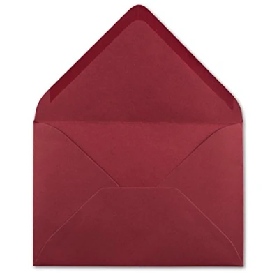 Afbeelding van Enveloppen, 75 DIN C6, donkerrood, 11,4 x 16,2 cm, 120 g/m², natte plakrand enveloppen zonder venster, voor uitnodigingen van je glüxx agent