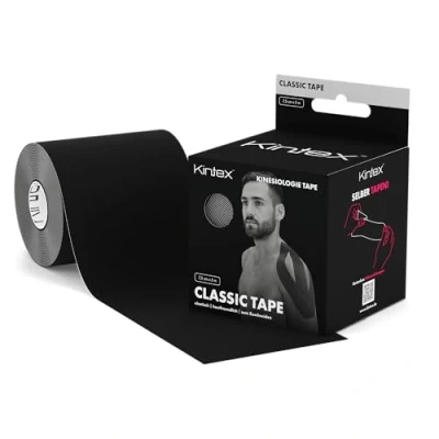 Afbeelding van Kintex Kinesiologie Tape 7,5 cm x 5 m Zwart, extra breed, Fysiotape, elastisch, waterdicht