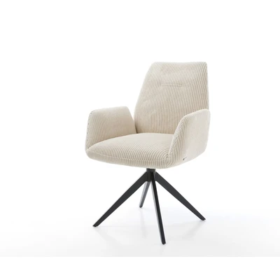 Afbeelding van DELIFE Draaistoel Zoa Flex koord beige kruisframe breed zwart 360 draaibaar rocker functie pocketveer kern