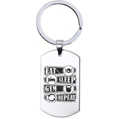 Afbeelding van Sleutelhanger RVS Eat Sleep Gym Repeat