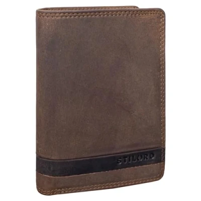 Afbeelding van STILORD &#039;Matthis&#039; Portemonnee Heren Leer Hoog met RFID Bescherming Vintage Men&#039;s Wallet Elegante Geldtasje Kaarthouder Echt Leer, Kleur:middel bruin