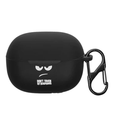 Afbeelding van kwmobile Hoes geschikt voor Xiaomi Redmi Buds 5 Pro Siliconen cover oordopjes in wit / zwart Don&#039;t Touch My Headphones design
