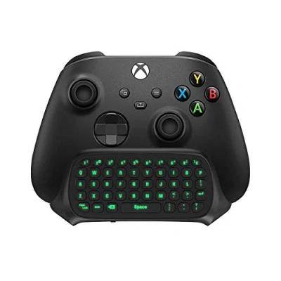 Afbeelding van TiMOVO Green Backlight Keyboard for Xbox One, Series X/S, Windows 10, Wireless Chatpad Message KeyPad with Headset/Audio Jack/2.4G Receiver, Mini Game Fit One/One S/One Elite, Black