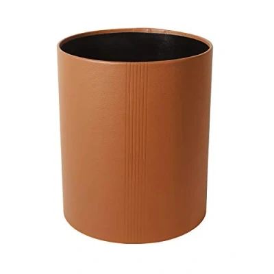 Afbeelding van Bureaugarnituren en bureau accessoires van leer Prullenbak terracotta