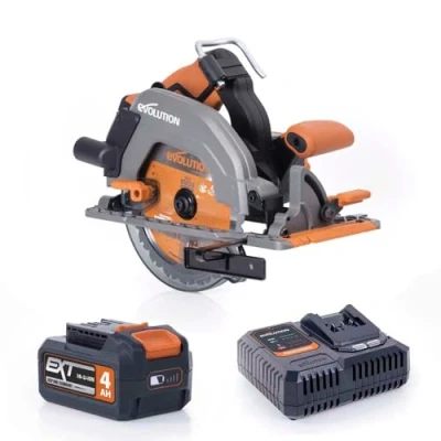Afbeelding van Evolution Elektrisch Gereedschap R185CCS Li Draadloze Cirkelzaag Borstelloos 18V Ion EXT Inclusief TCT Multimateriaal Zaagblad, Zaagt Hout, Metaal, Kunststof &amp; Meer, Accu en Oplader