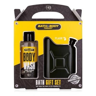 Afbeelding van Accentra BATH + BODY TOOLKIT cadeauset voor mannen met busvormige heupfles verzorgingsset 100 ml bad en douchegel in cool design