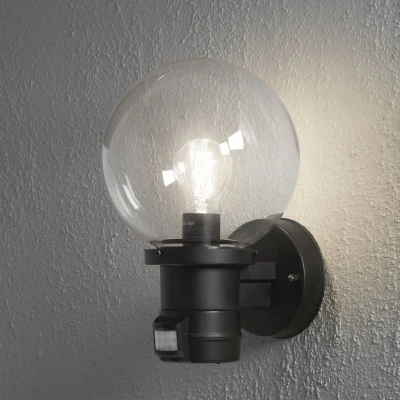 Afbeelding van Konstsmide Nemi Move 7321 750 Buitenlamp met bewegingsmelder (wand) Spaarlamp, LED E27 60 W Zwart