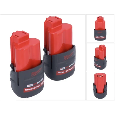 Afbeelding van Milwaukee accuset 2x M12 HB2.5 High Output 12 V 2,5 Ah / 2500 mAh Li Ion accu ( 4932480164 )