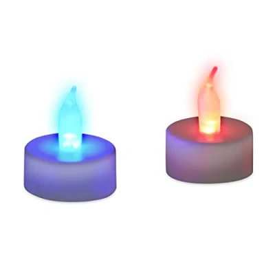 Afbeelding van Relaxdays LED theelicht, set van 2, kleurverwisseling, werkt op batterijen, sfeerverlichting, waxinelicht, kleurrijk