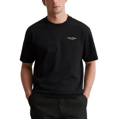 Afbeelding van Marc O&#039;Polo Short Sleeve NEW Seasonal Artwork Tshirt print, Heren, Maat: Medium, Black