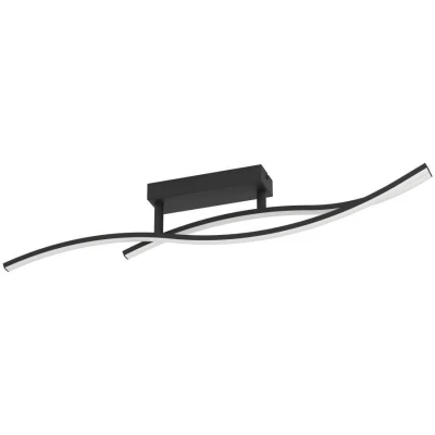 Afbeelding van EGLO LED plafondlamp Grisolia, gebogen plafonnière, lamp plafond van metaal en kunststof in zwart, plafondarmatuur neutraal wit, L 84,9 cm
