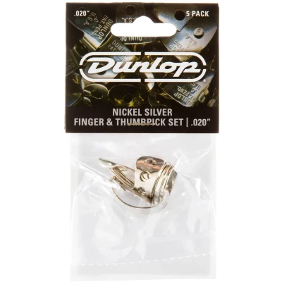 Afbeelding van Dunlop nikkel zilver Tube Fingerpicks 0,20&quot;, Players pakket 5 st. Plectrum set