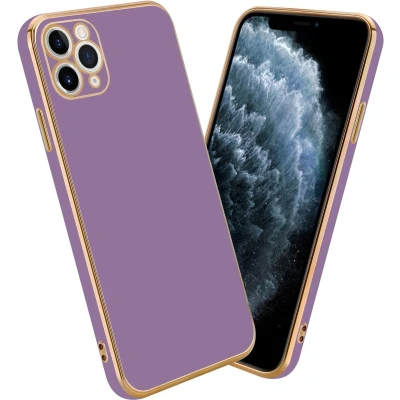 Afbeelding van Cadorabo Hoesje geschikt voor Apple iPhone 11 PRO in Glossy Paars Goud Beschermhoes Case Cover van flexibel TPU silicone en met camerabescherming
