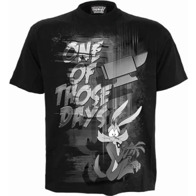Afbeelding van Looney Tunes Wile E.Coyote Those Days T shirt met print op de voorkant Zwart, S