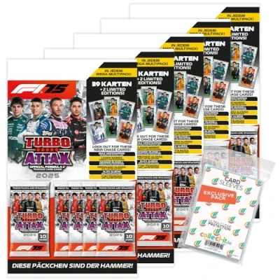 Afbeelding van Bundel met Topps Turbo Attax Formule 1 2025 Trading Cards + Exclusieve Collect it hoezen (5 Multipacks)