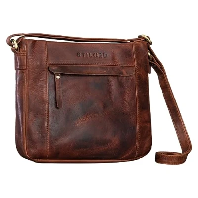 Afbeelding van STILORD &#039;Terra&#039; Leren Schoudertas Dames Vintage Handtas Elegante Vrijetijdstas Crossbody Tas Klassieke Echt Leer, Kleur:porto cognac