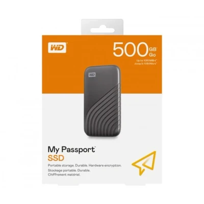 Afbeelding van Western digital SSD 500GB, USB 3.2, Type C, Mini My Passport, 1050MB/s, (W) 1.000MB/s, Retail