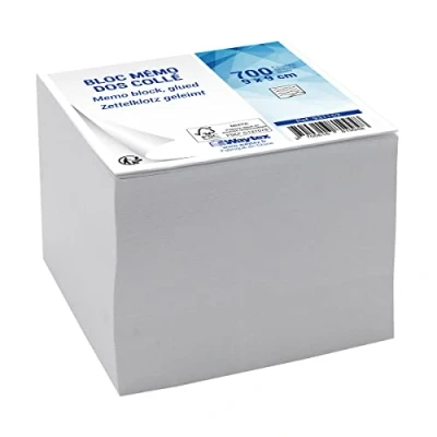 Afbeelding van WAYTEX 931152 memoblok kubus met 700 witte notities, 9 x cm, gelijmde achterkant