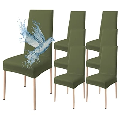 Afbeelding van Stoelhoezen Met Rugleuning 6 Stuks Elastisch, Waterdicht, Universele Maat, Moderne Eetkamerstoelhoezen, Wasbaar Afneembaar Groen