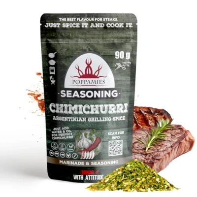 Afbeelding van Poppamies Chimichurri BBQ Rub, marinade sèche et épices pour barbecue, parfait le poisson, les légumes, poulet, porc, bœuf Idéal four, la bouilloire poêle